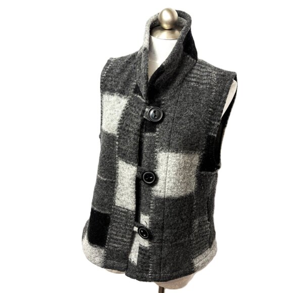 Habitat Clothes to live in Grey Plaid Wool Blend Vest Large EUC - Picture 13 of 13